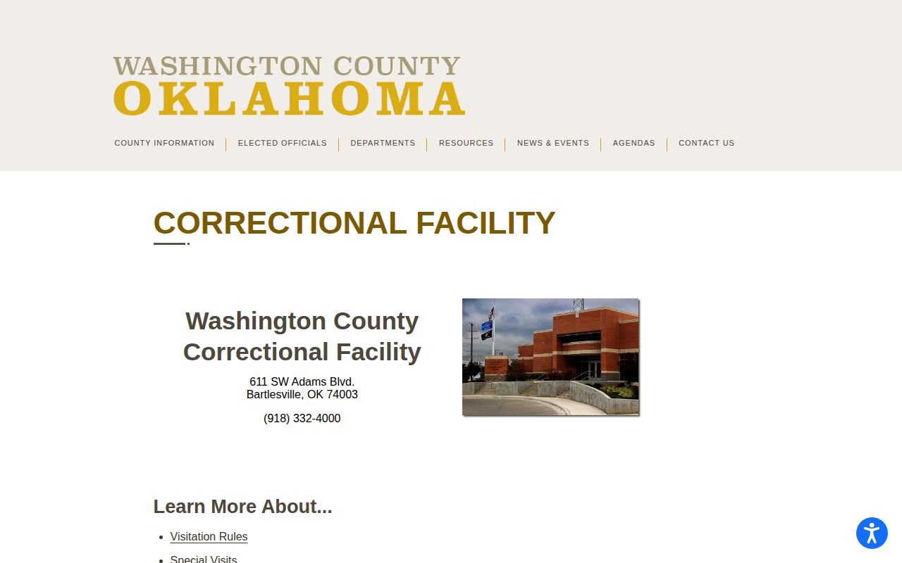 Washington County Correctional Facility release records and official contact page