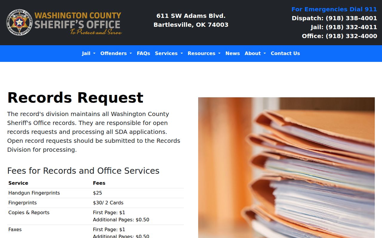 Washington County release records custodian and posted copy fees